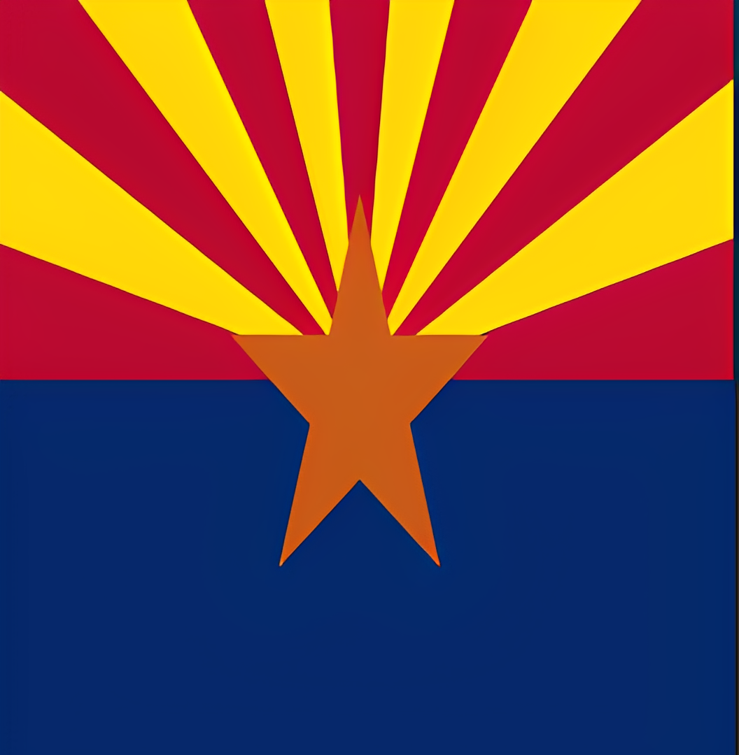 Arizona state flag with copper star and rays