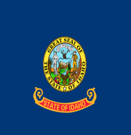 Idaho state flag with seal on blue