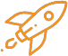 Orange rocket symbol illustration
