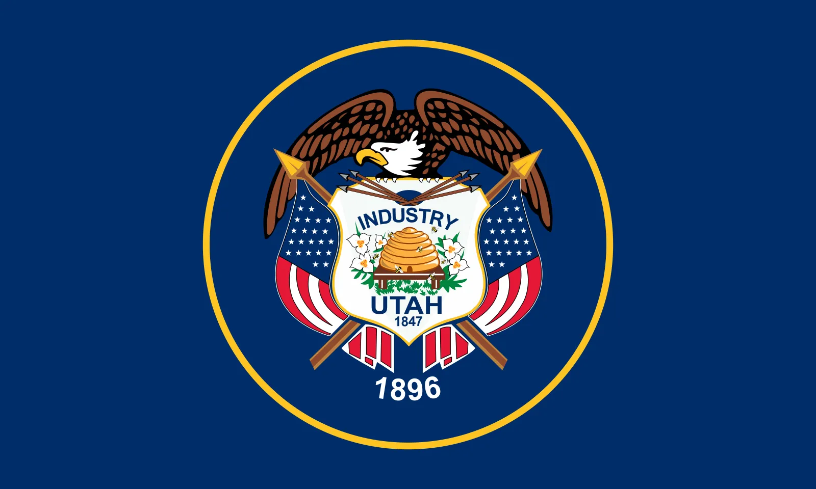 Utah state flag with bald eagle emblem